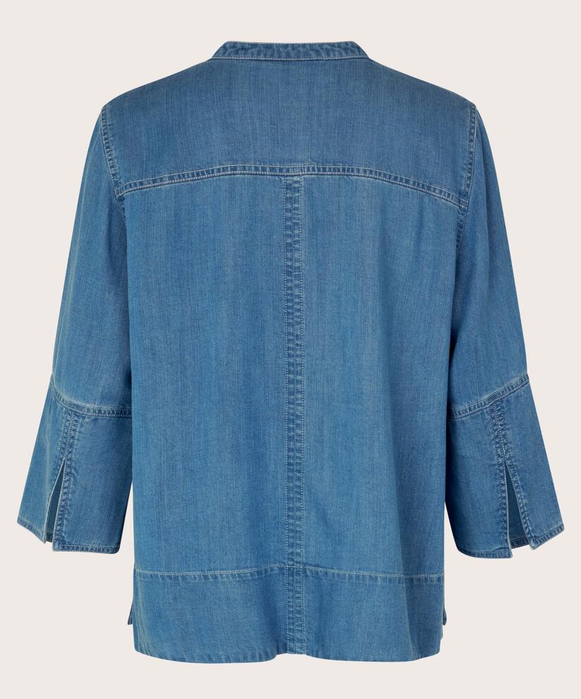 Blouse en jean à manches 3/4 et coutures décoratives, Light Denim