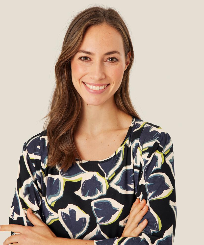 Robe En Viscose Avec Un Bouton Au Cou, Maritime Blue