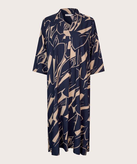 robe en viscose avec col en V et manches 3/4, Navy Blazer
