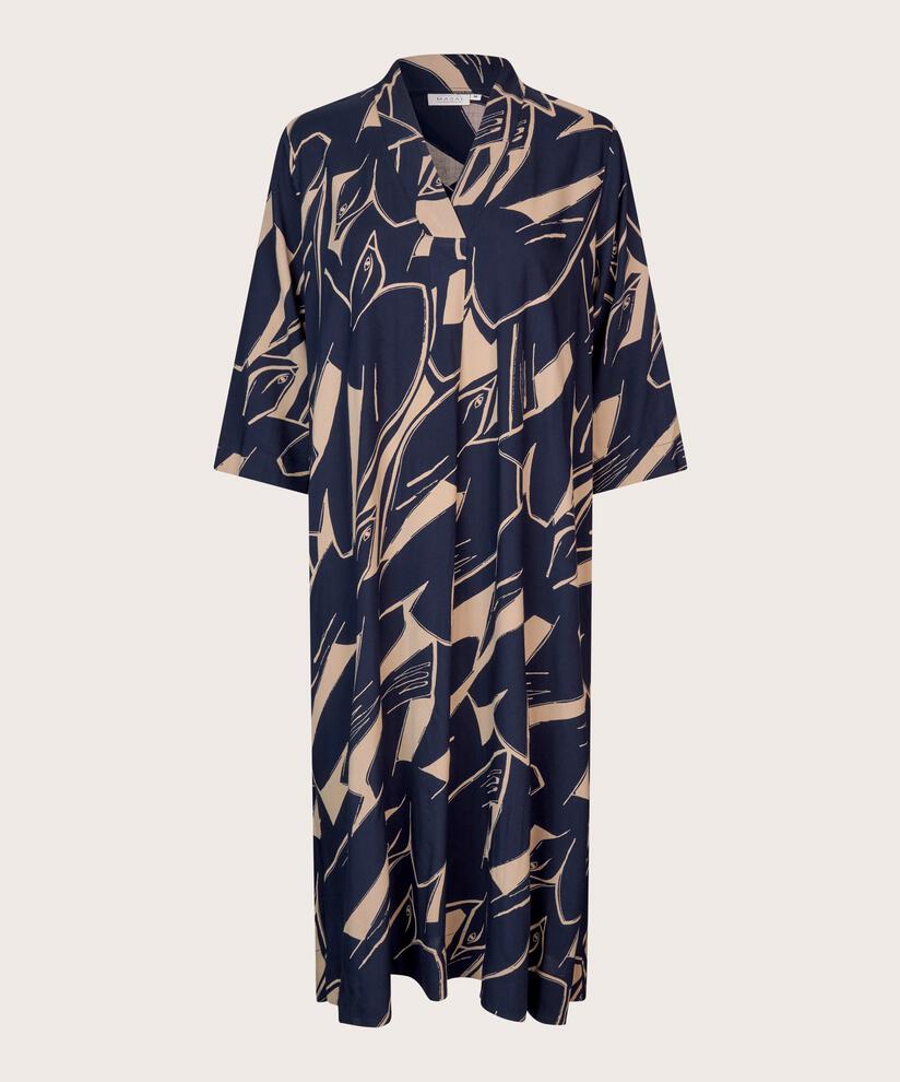robe en viscose avec col en V et manches 3/4, Navy Blazer