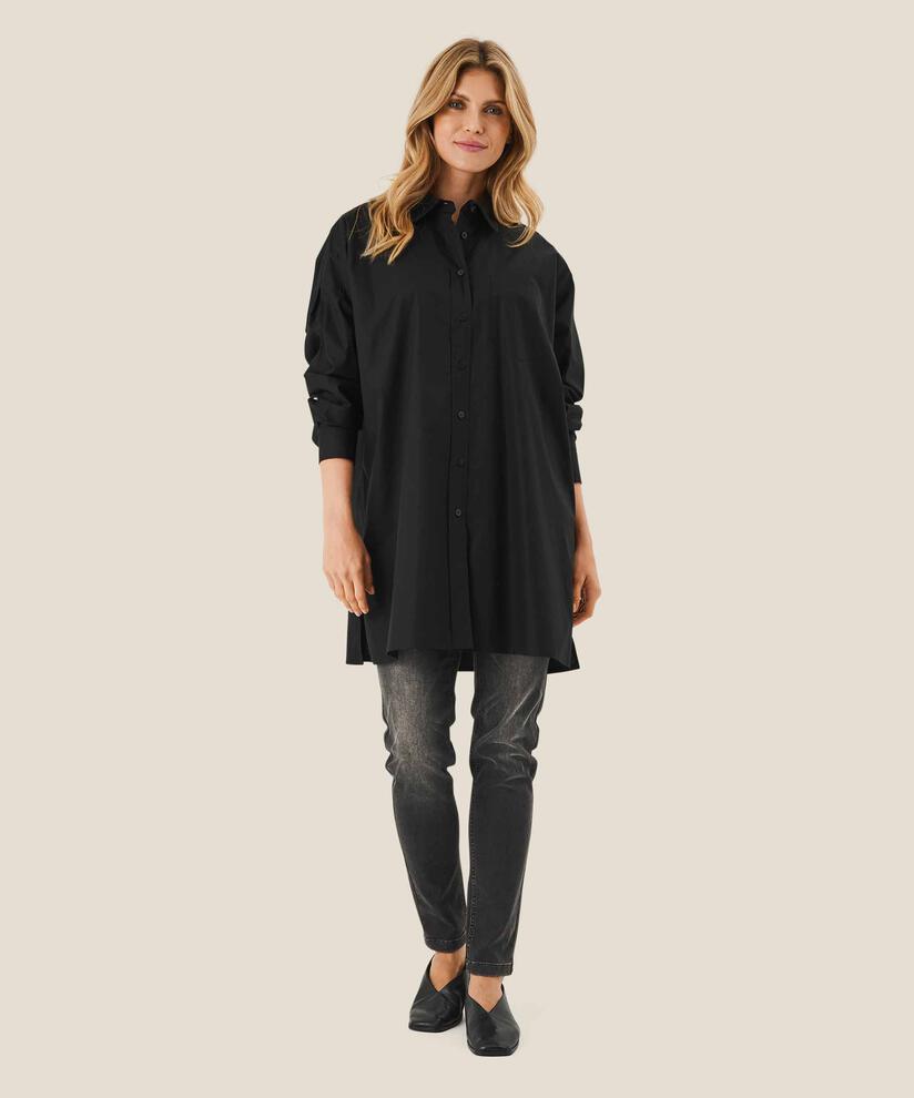 chemise boutonnée en coton, Black