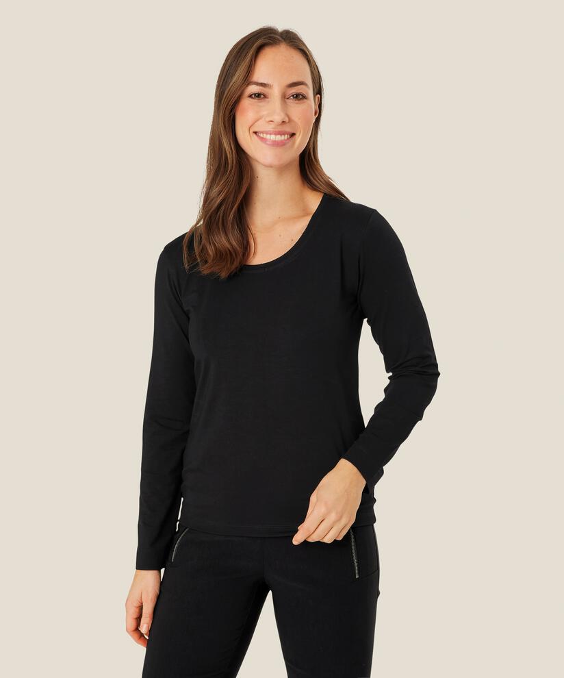 Top en jersey doux à manches longues, Black