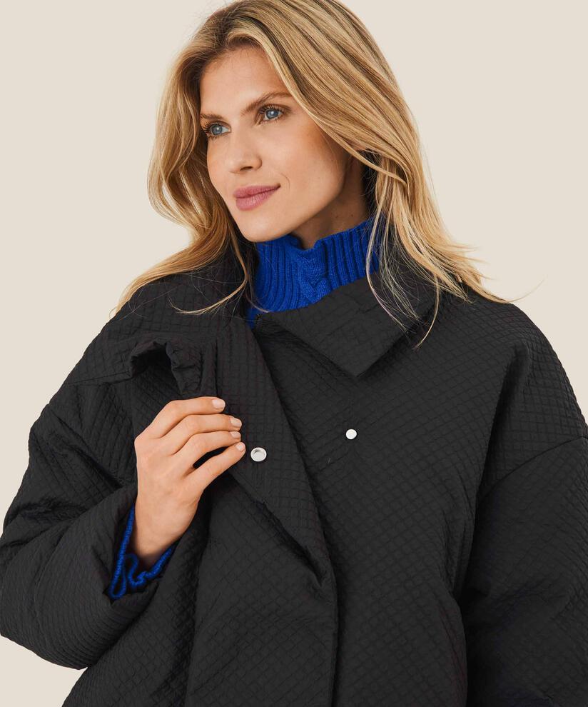 manteau en duvet avec structure gaufrée, Black