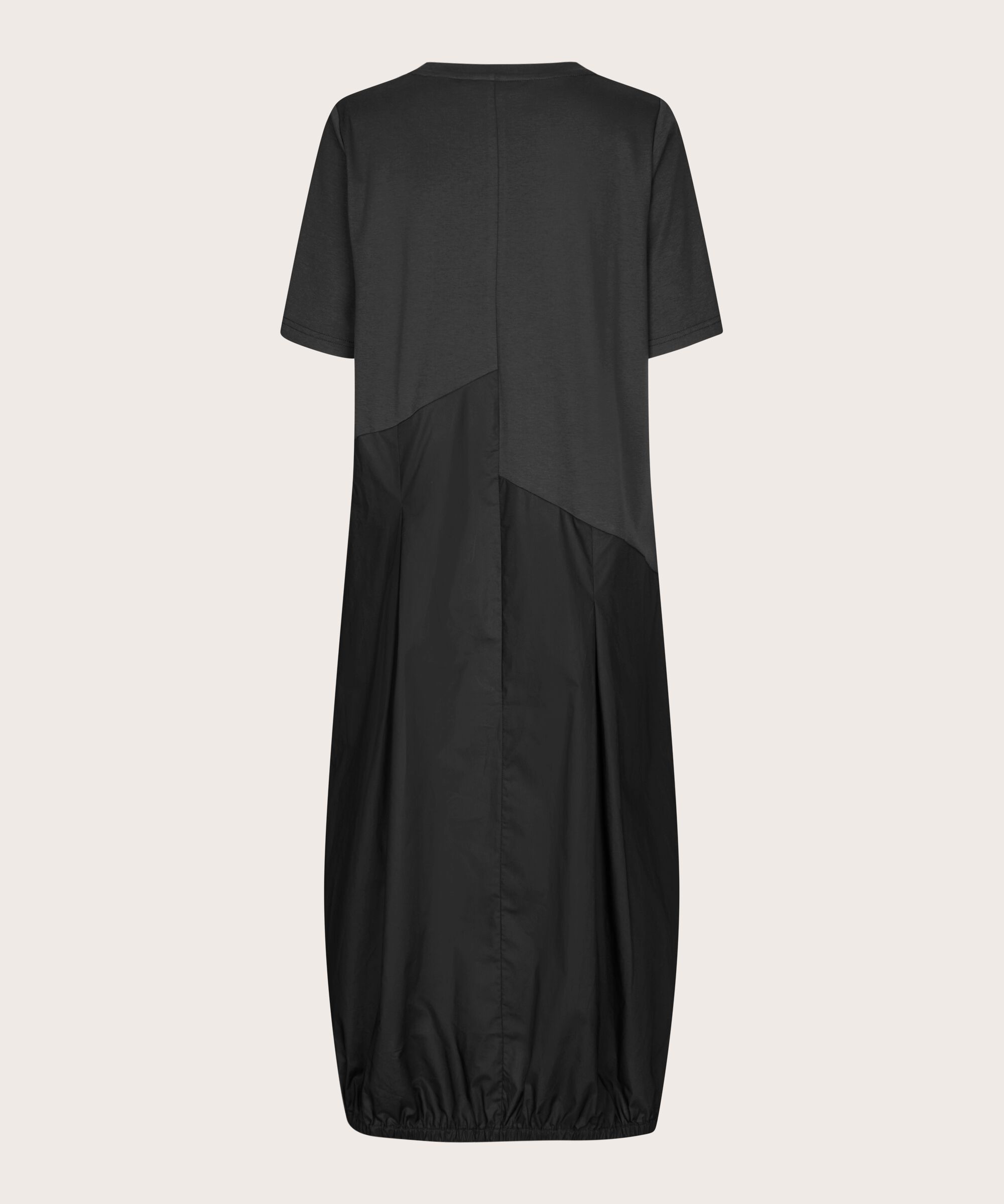 robe à manches courtes en jersey et popeline de coton, Black