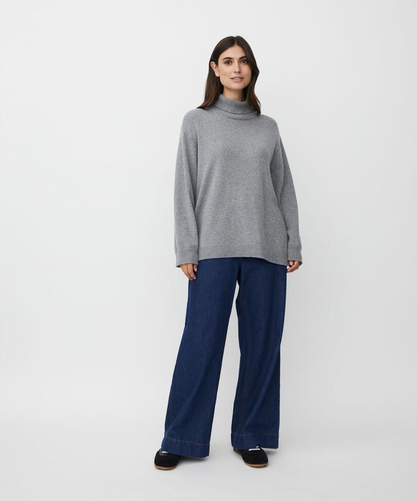 pull à col roulé avec fente latérale, M. Grey mel.