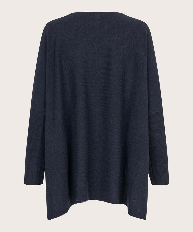 pull en laine oversize à col rond, Mood Indigo