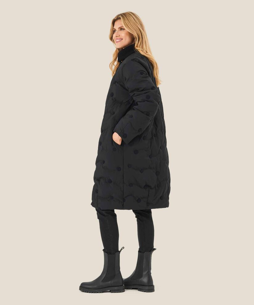 manteau en duvet avec détails côtelés, Black