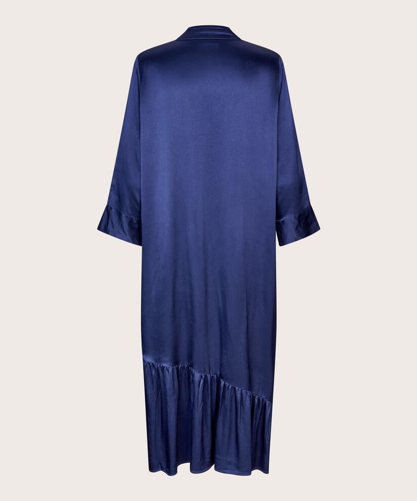 robe en satin de viscose avec col en V, Medieval blue