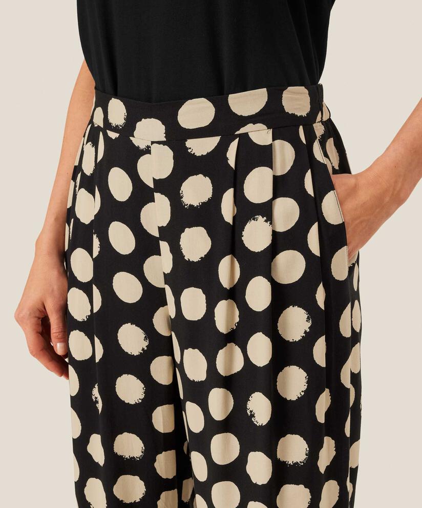 pantalon à motifs en viscose avec élastique au dos, Black