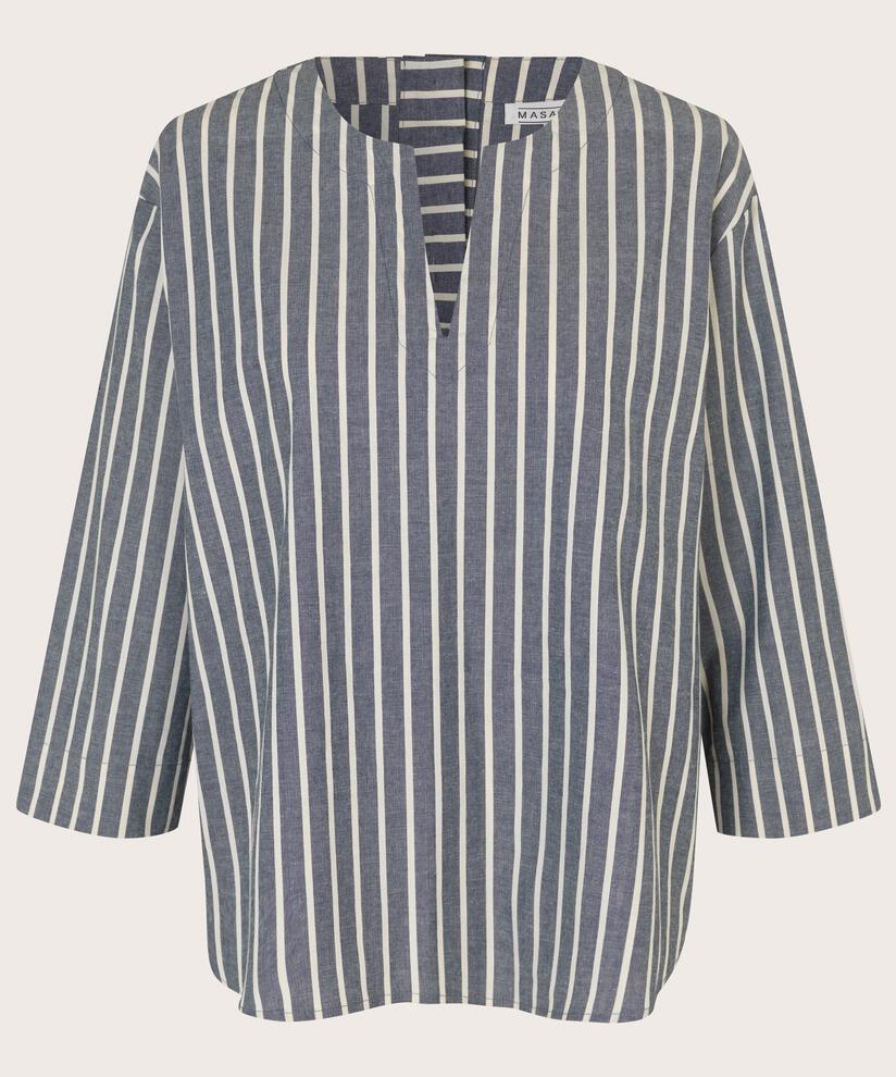 blouse en coton avec détail boutonné au cou, Black