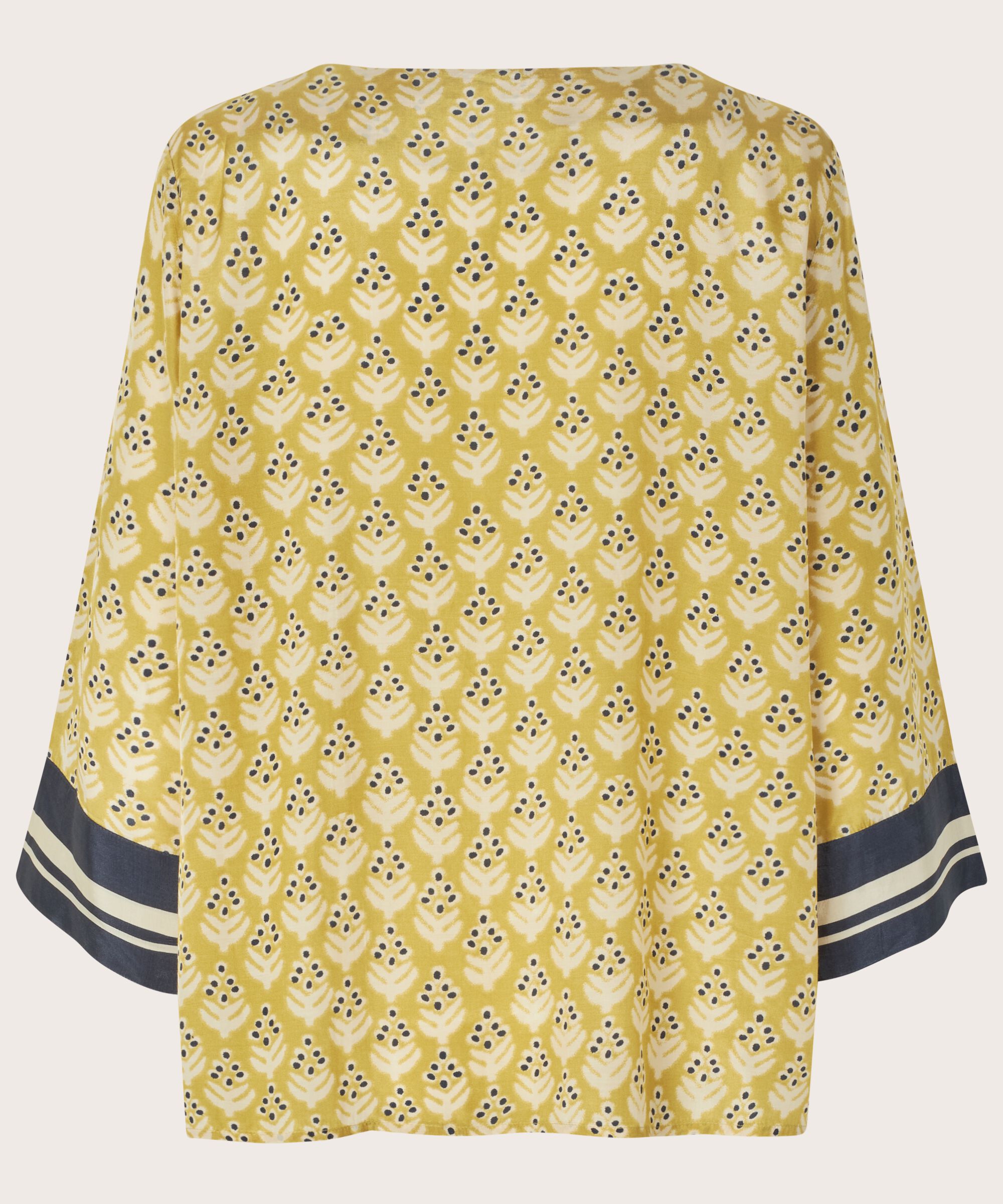 blouse en viscose imprimée avec fente au cou, Burnish Gold