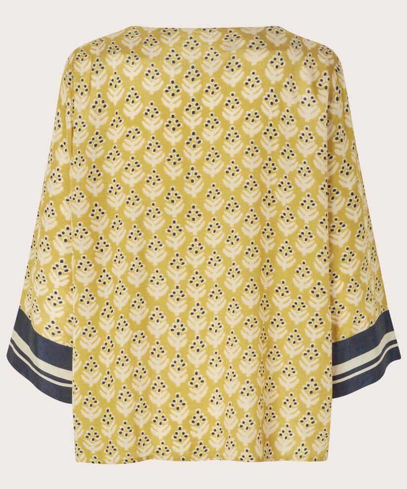 blouse en viscose imprimée avec fente au cou, Burnish Gold