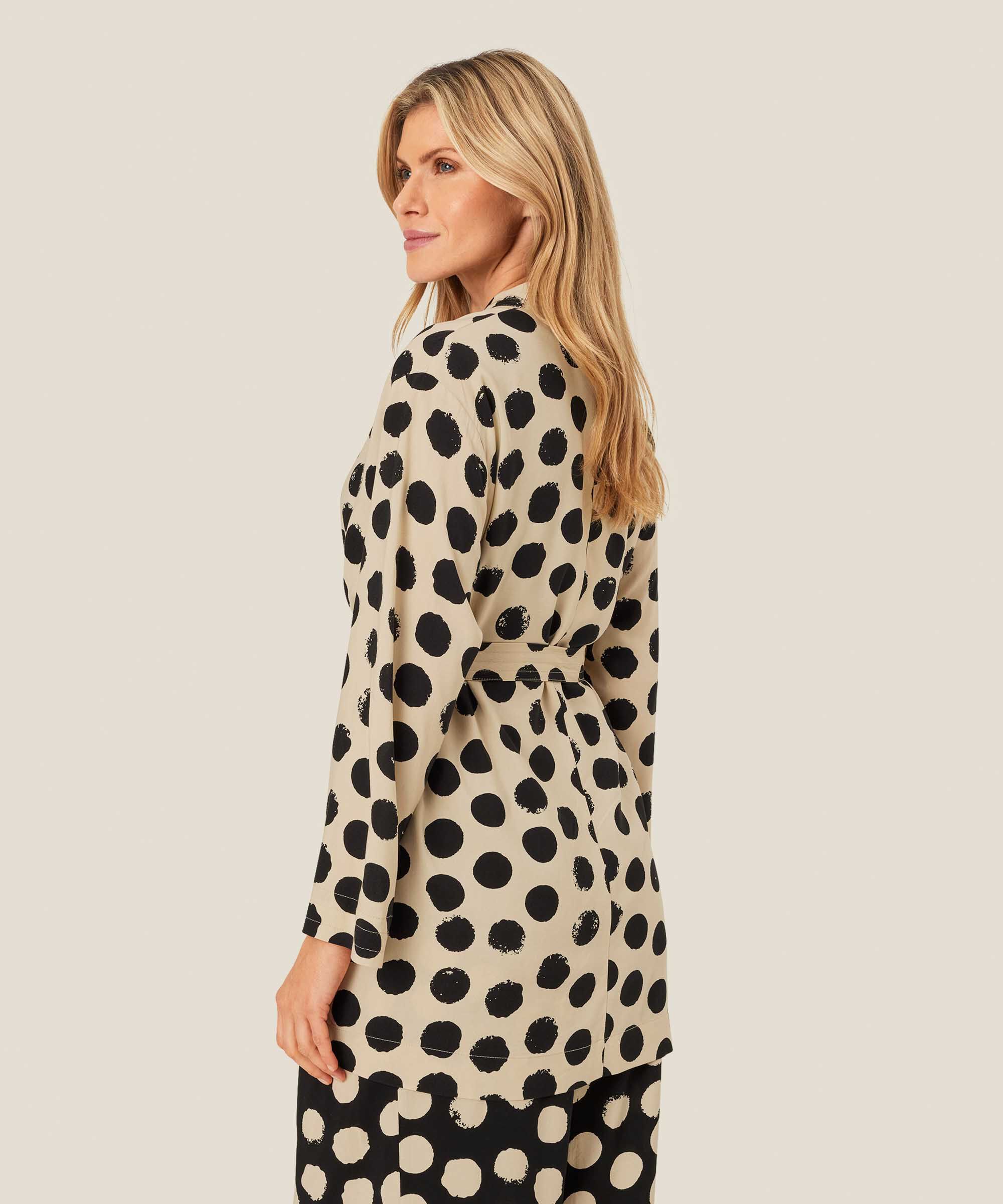 veste à pois avec lien à la taille, Fog