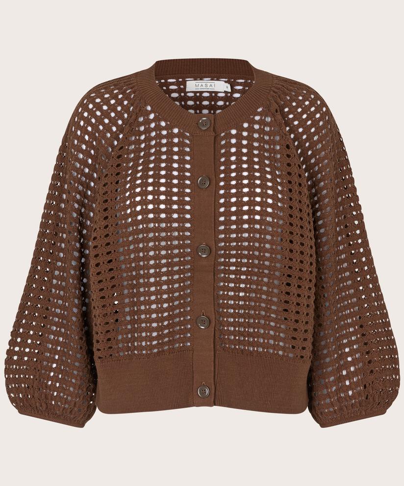 cardigan à trous avec manches 3/4, Chestnut