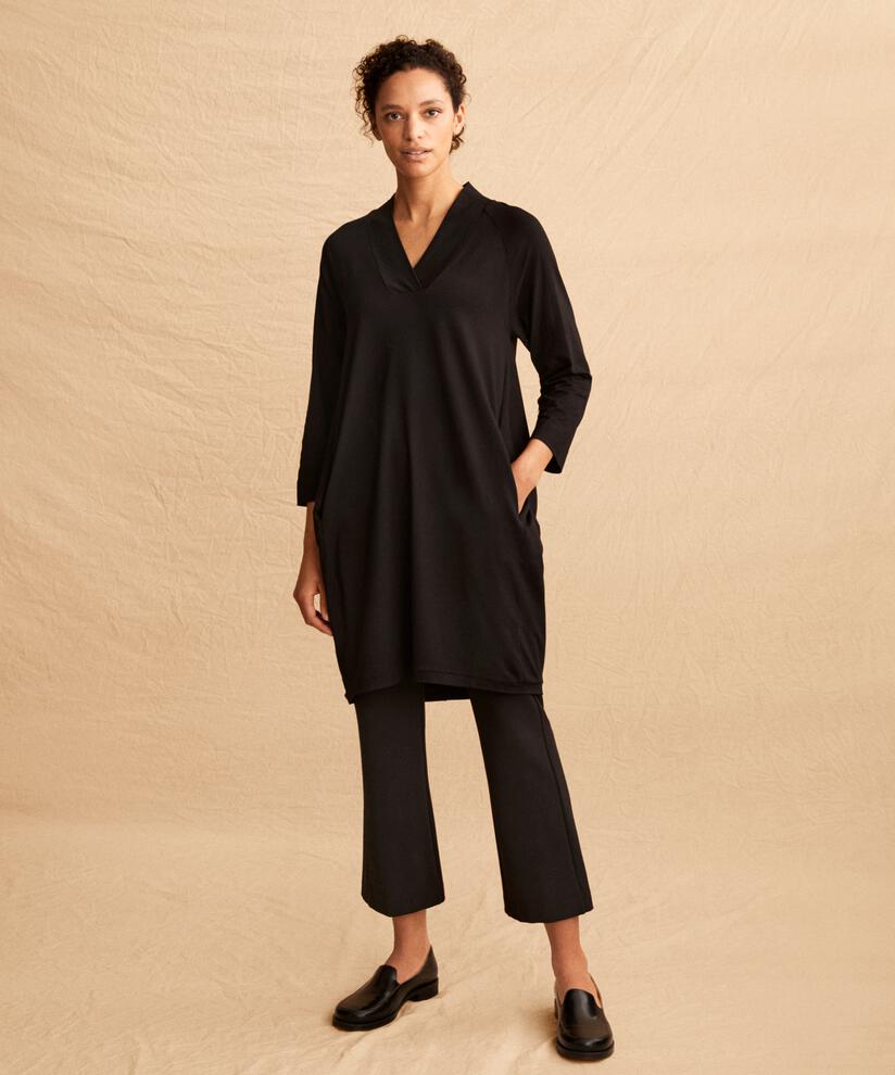 Tunique En Jersey À Manches 3/4, Black