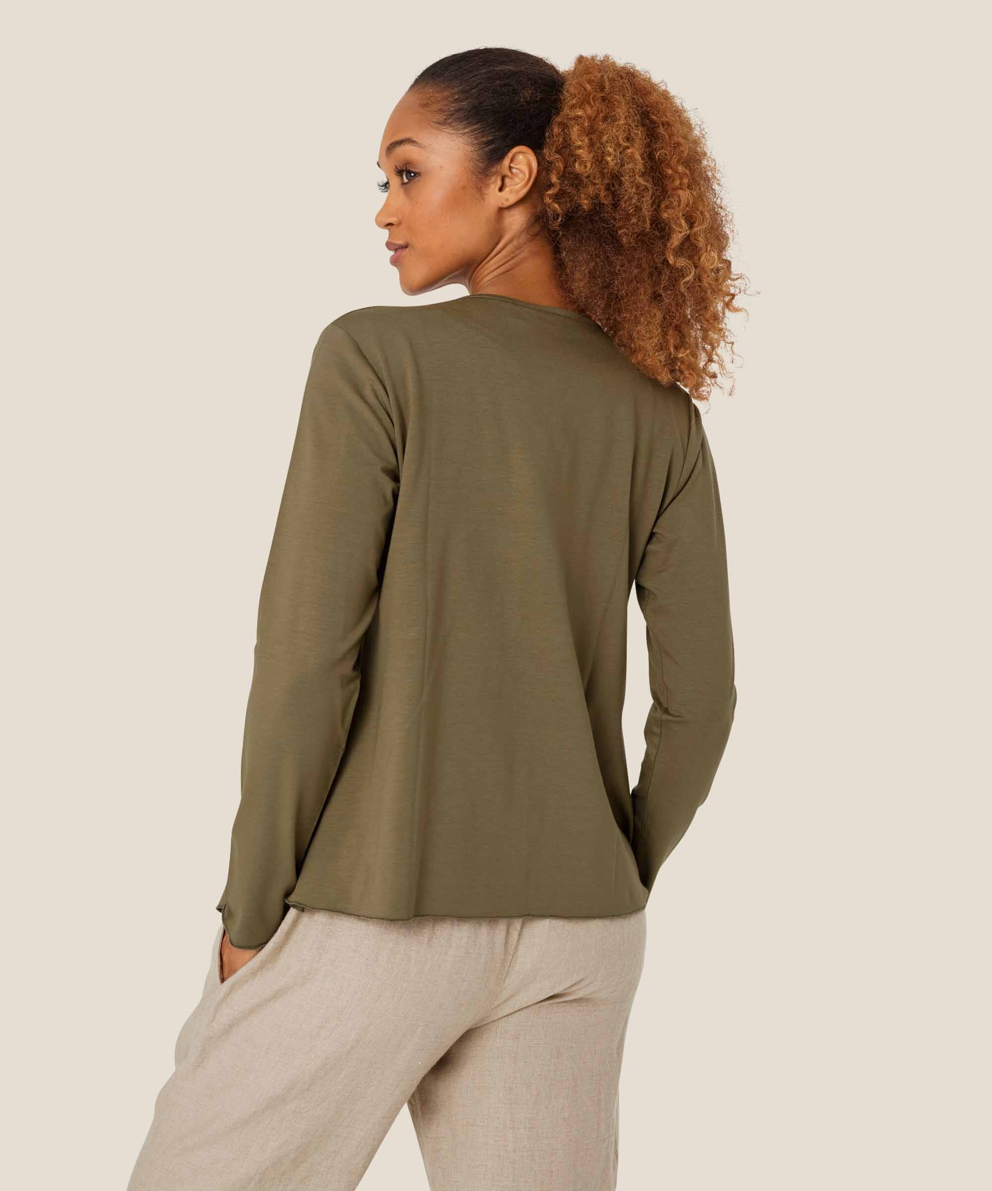 Cardigan Ouvert En Jersey, Dusky Green