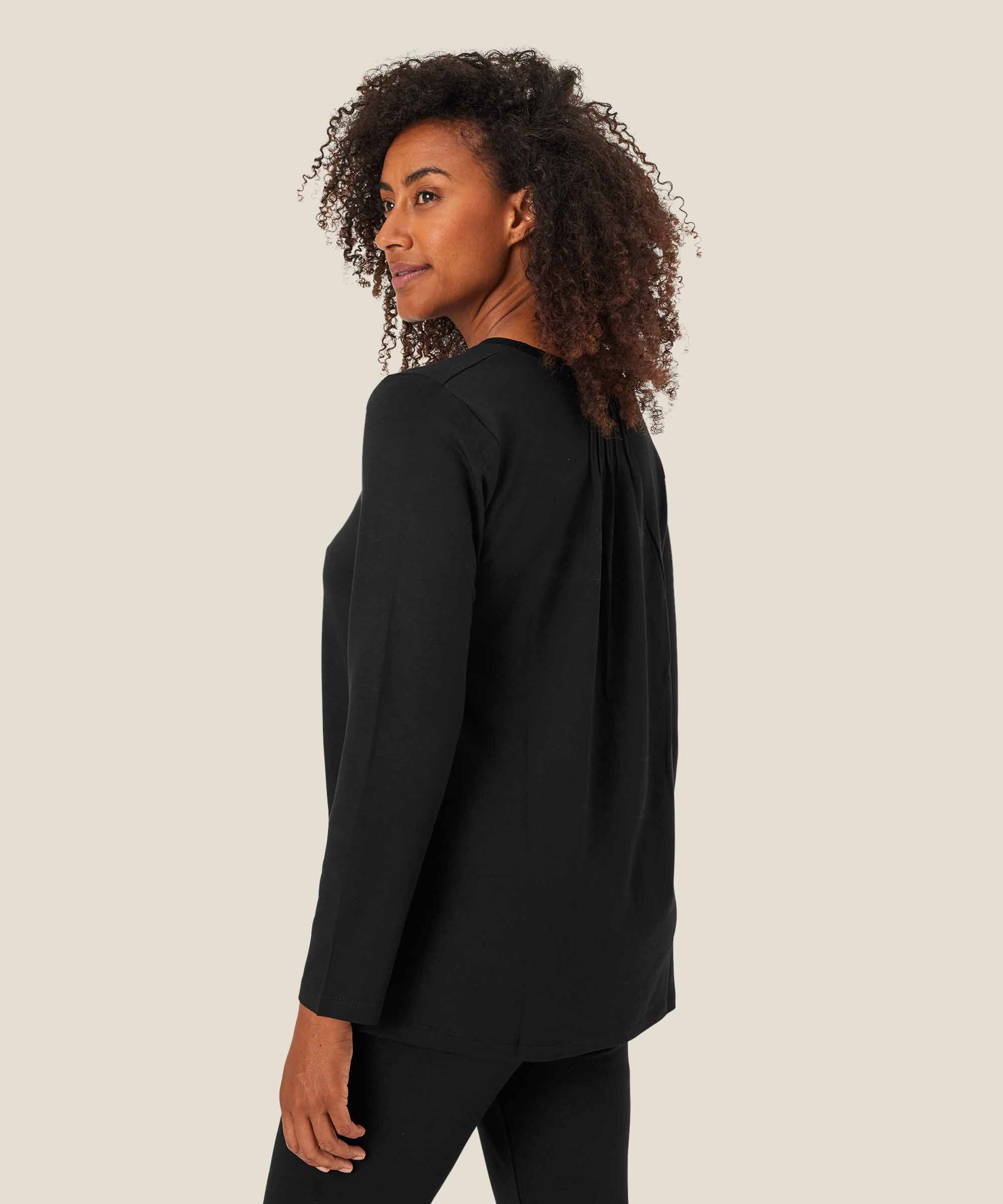 top en jersey avec plis dans le dos, Black