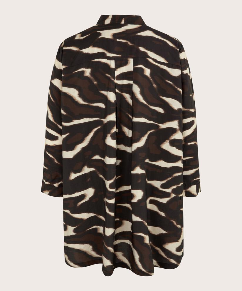 tunique en viscose avec col V et col mao, Coffee Bean