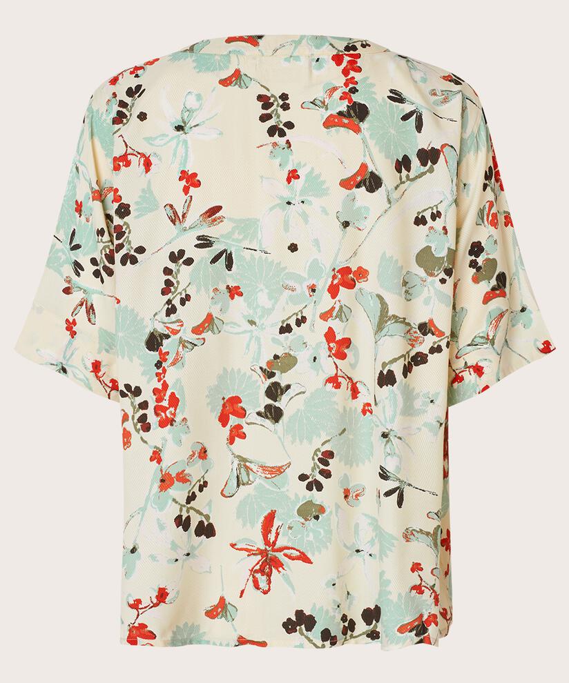 blouse en viscose imprimée à col v, Frosty Green