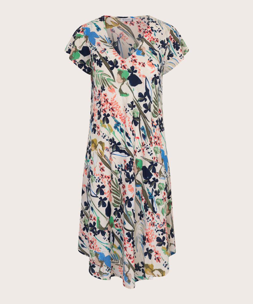 robe en viscose imprimée à col v, Marina