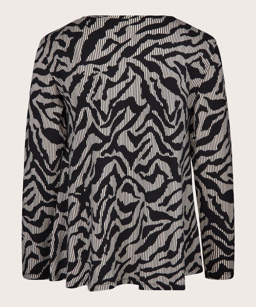 top en jersey imprimé à col rond, Black