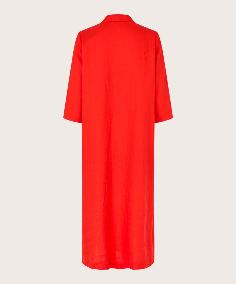 robe en lin avec col en V et poches, Poinciana