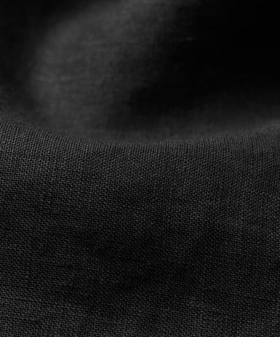 robe en lin avec col en V et poches fendues, Black