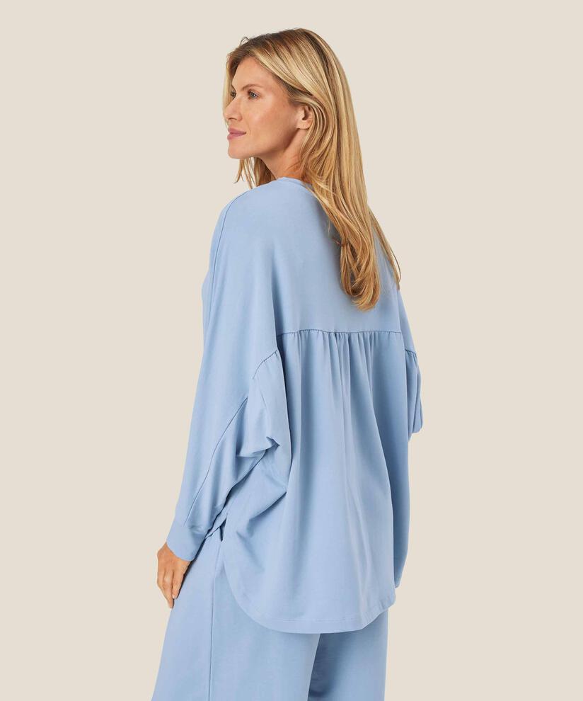 top en jersey doux à manches chauve-souris, Blue Fog