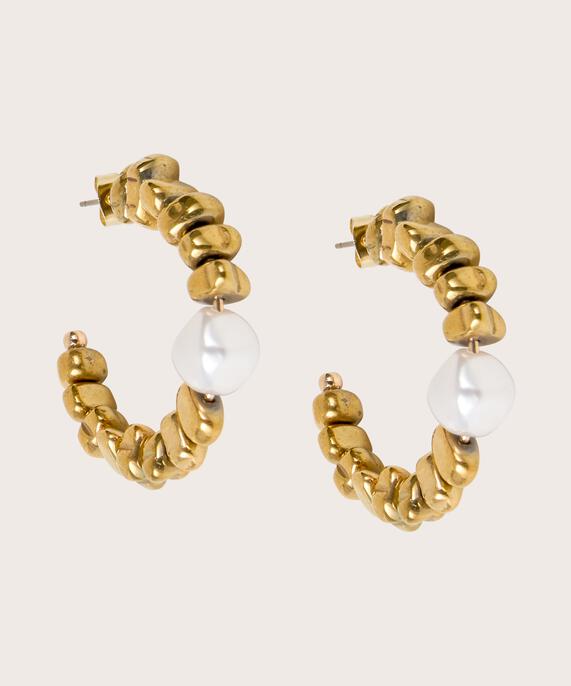 boucles d'oreilles avec perles dorées, Gold