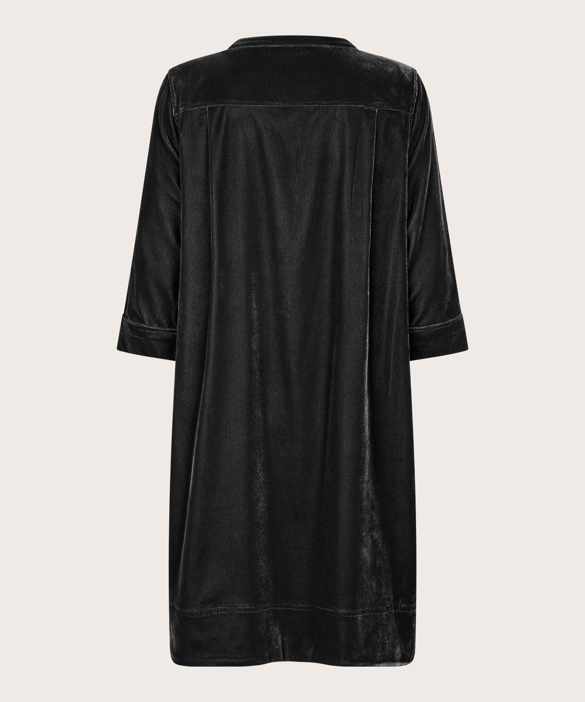 Robe En Velours À Col En V, Black