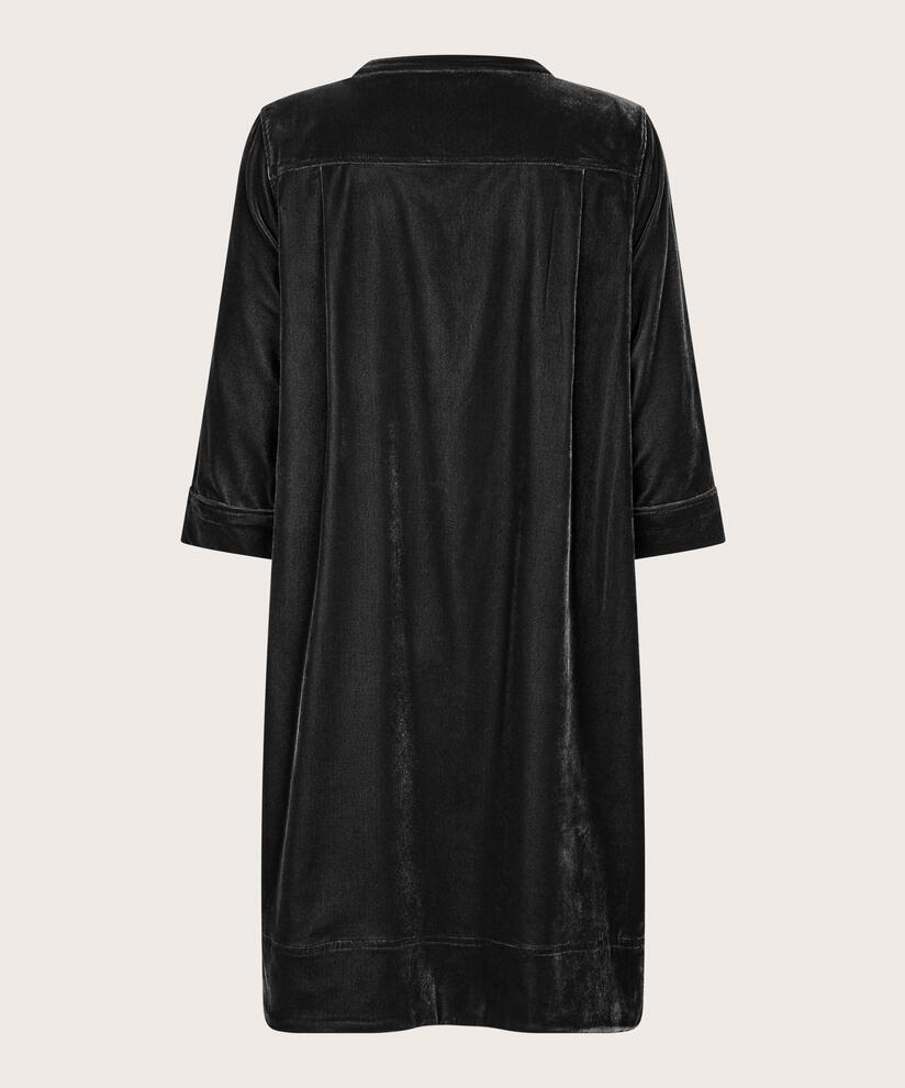 Robe En Velours À Col En V, Black