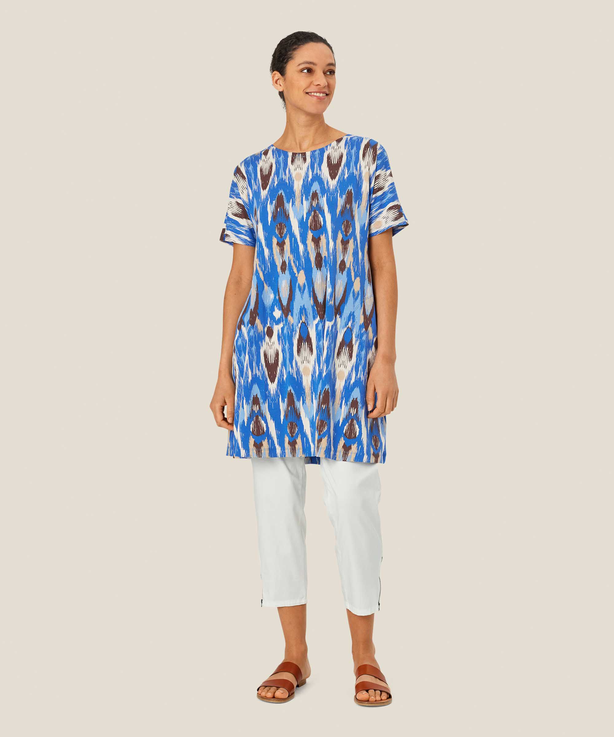 Tunique En Jersey Imprimé Avec Poches Fendues, Nebulas Blue