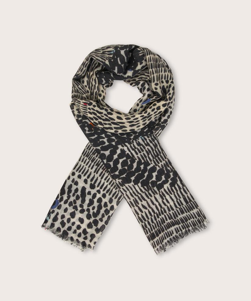 écharpe à motifs en pure laine, Black
