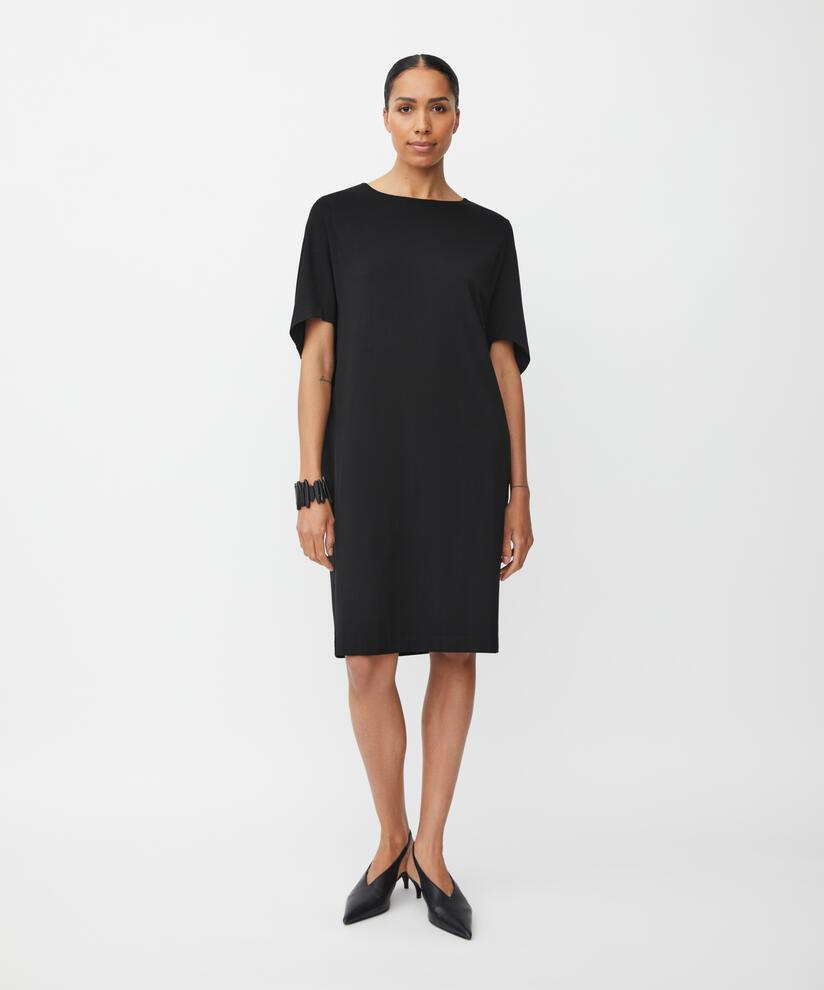 robe en jersey à manches 1/2 et large encolure, Black