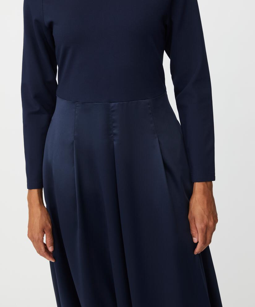 robe en jersey avec jupe ballon en viscose brillante, Navy Blazer