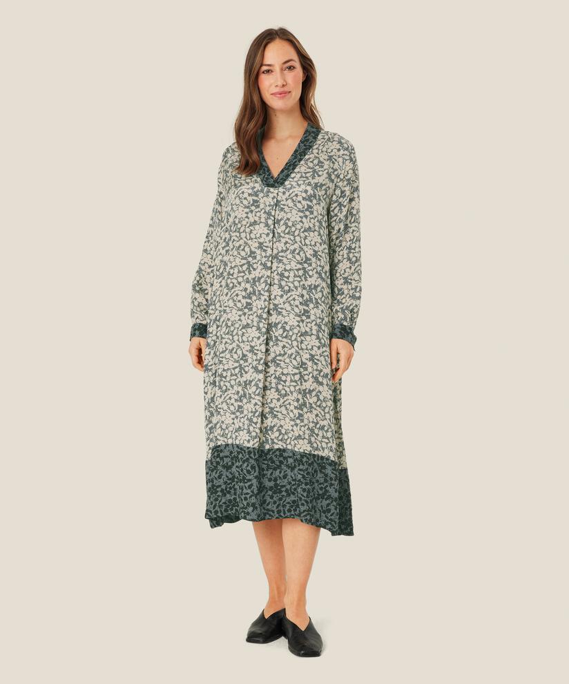 robe en viscose imprimée avec contrastes, Balsam Green