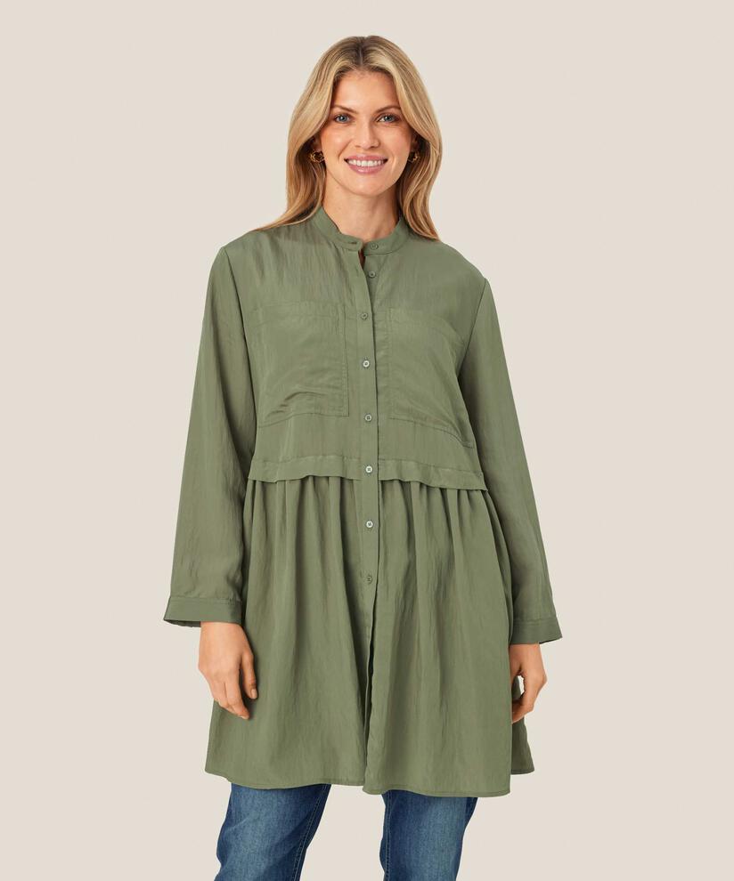 chemise en coton mélangé à manches longues, D. Lichen Green