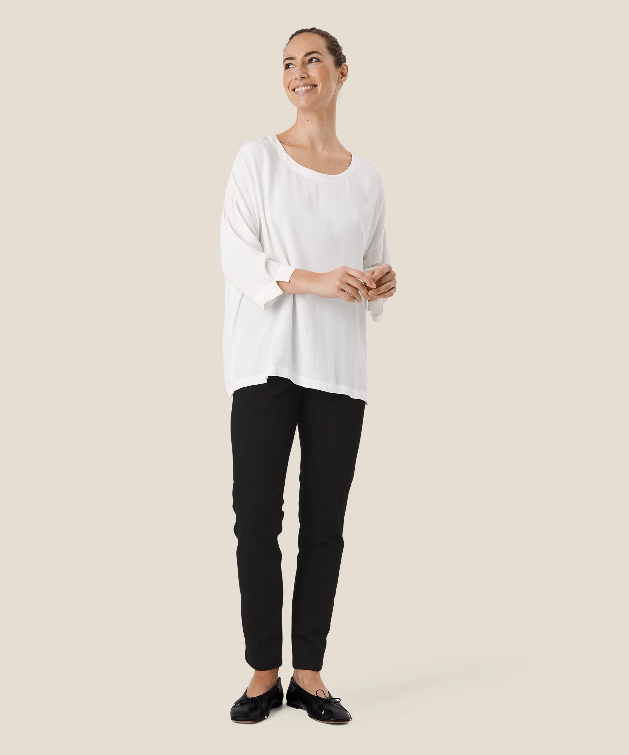 Blouse En Viscose À Manches 3/4, Cream