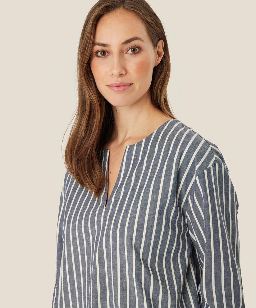 blouse en coton avec détail boutonné au cou, Black