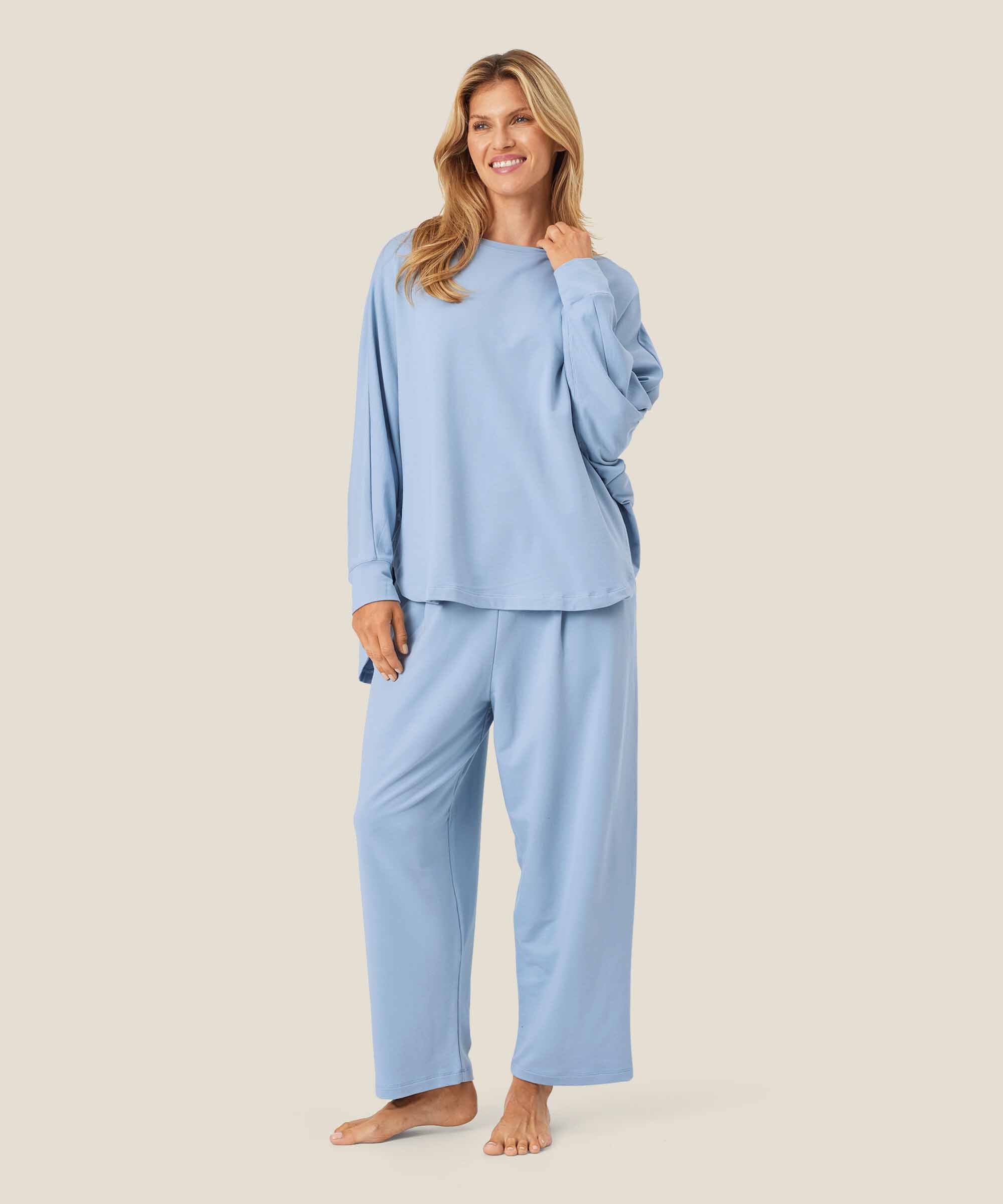 top en jersey doux à manches chauve-souris, Blue Fog
