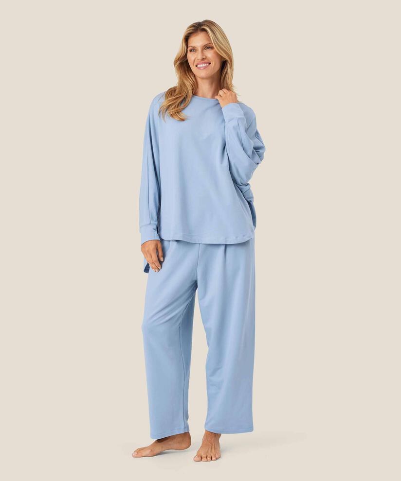 top en jersey doux à manches chauve-souris, Blue Fog
