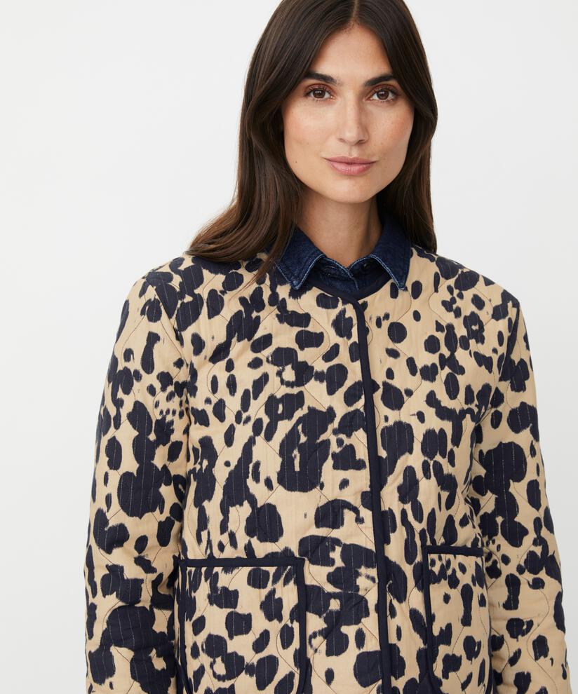 veste matelassée à imprimé léopard, Oxford Tan