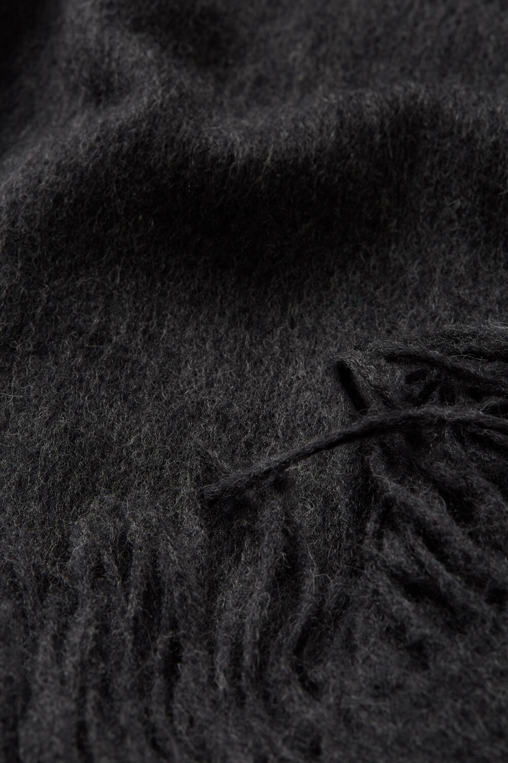 grande &eacute;charpe en laine &agrave; franges, D. Grey mel.