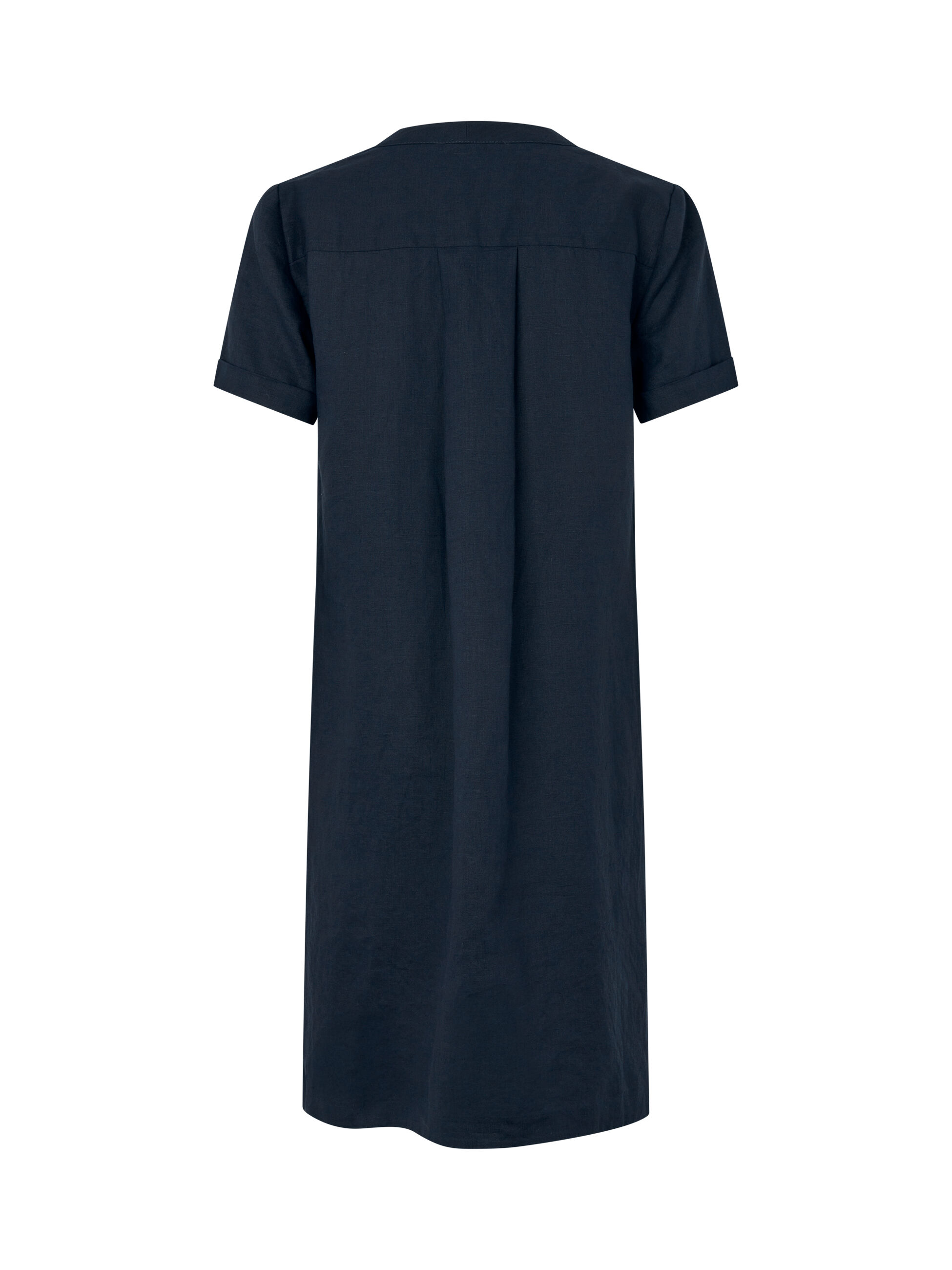 robe en lin avec col en V et poches fendues, Navy