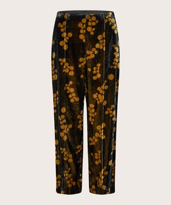 pantalon en velours imprimé avec taille élastique, Rubber