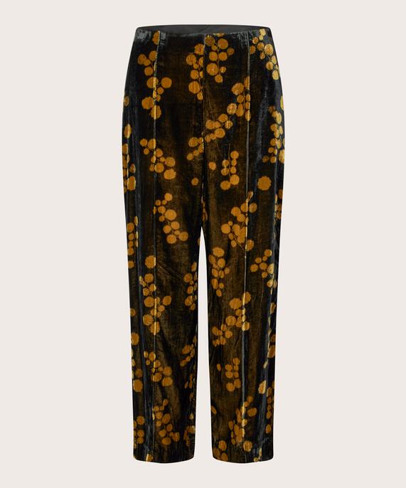 pantalon en velours imprimé avec taille élastique, Rubber