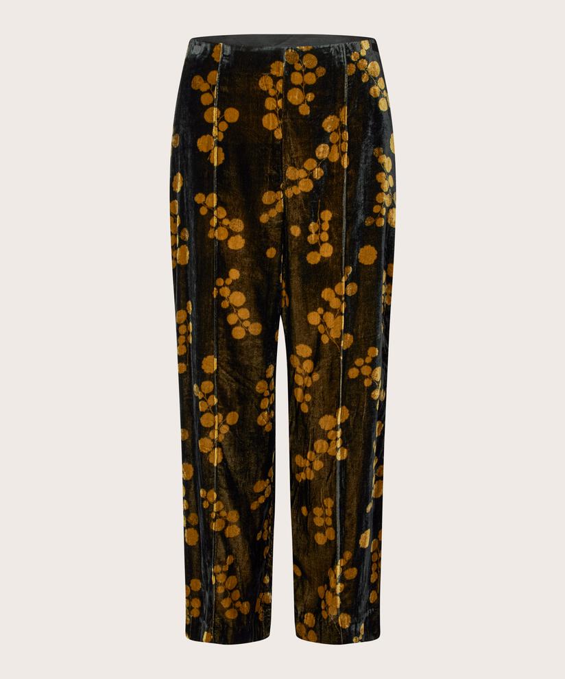 pantalon en velours imprimé avec taille élastique, Rubber