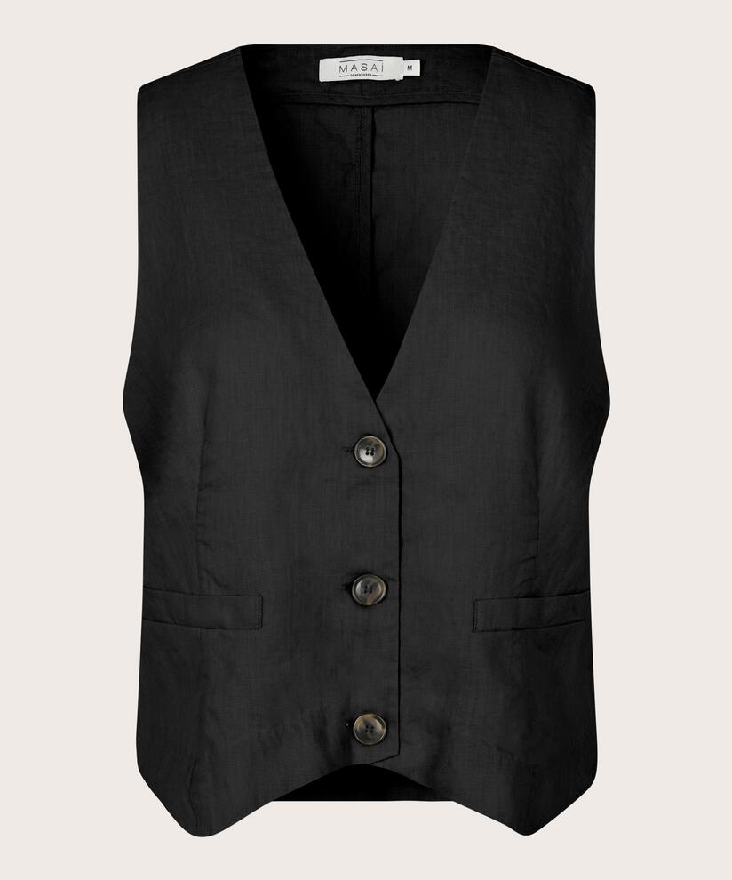 gilet féminin en lin doux, Black