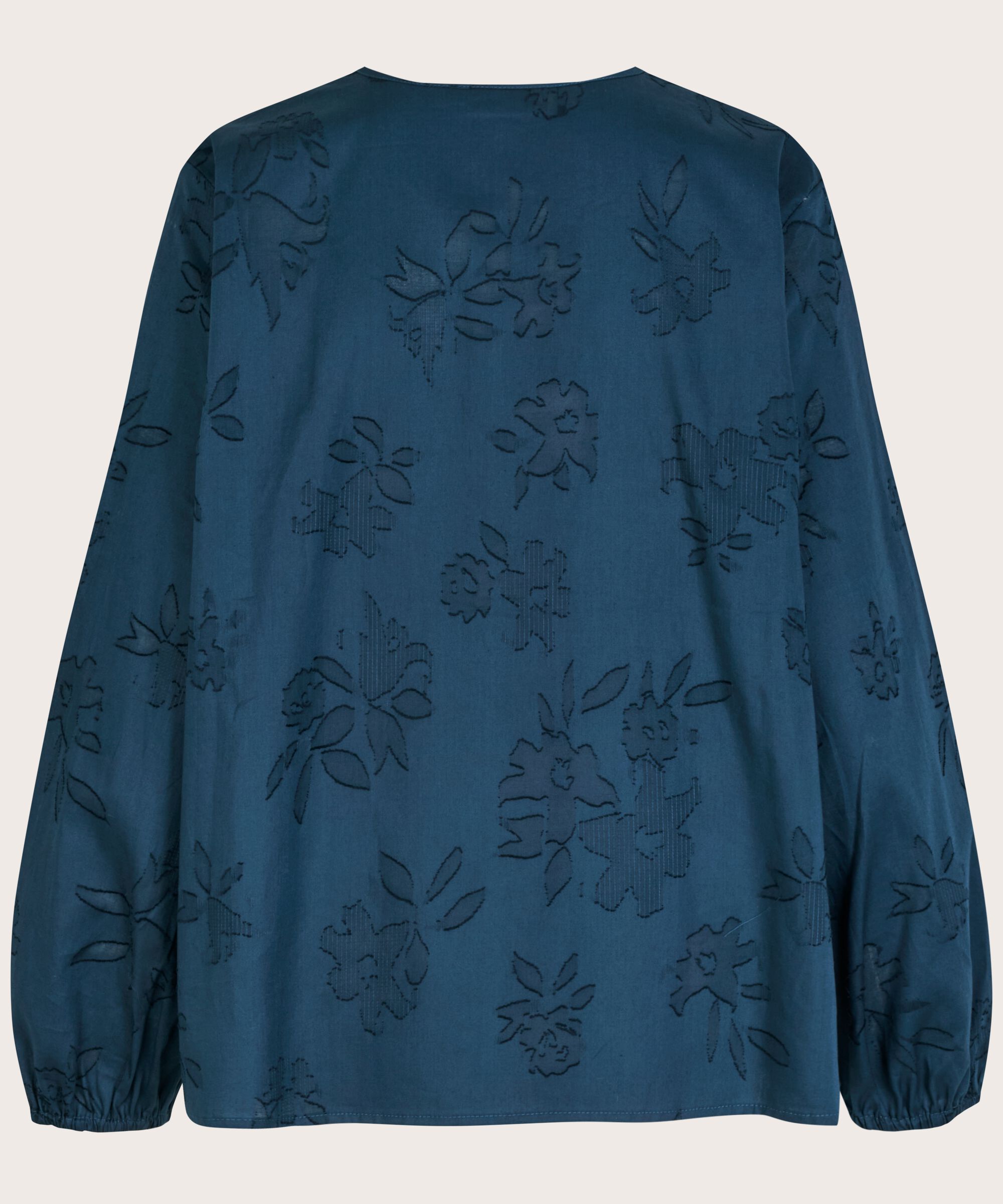 blouse en coton avec imprimé tissé et lien, Moonlit Ocean