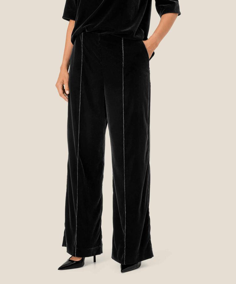 pantalon en velours avec taille élastique, Black